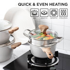 Batterie de cuisine antiadhésive en fonte d'aluminium Country Kitchen - Batterie de cuisine durable pour la cuisine quotidienne, 6 à 11 pièces