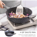 Batterie de cuisine antiadhésive en fonte d'aluminium Country Kitchen - Batterie de cuisine durable pour la cuisine quotidienne, 6 à 11 pièces