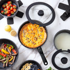 Batterie de cuisine Country Kitchen RV - 13 casseroles et poêles en aluminium avec poignée amovible, allant au four