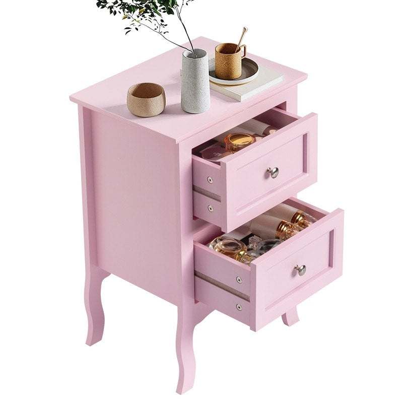 Table de chevet à deux tiroirs de style campagnard - Lot de 2