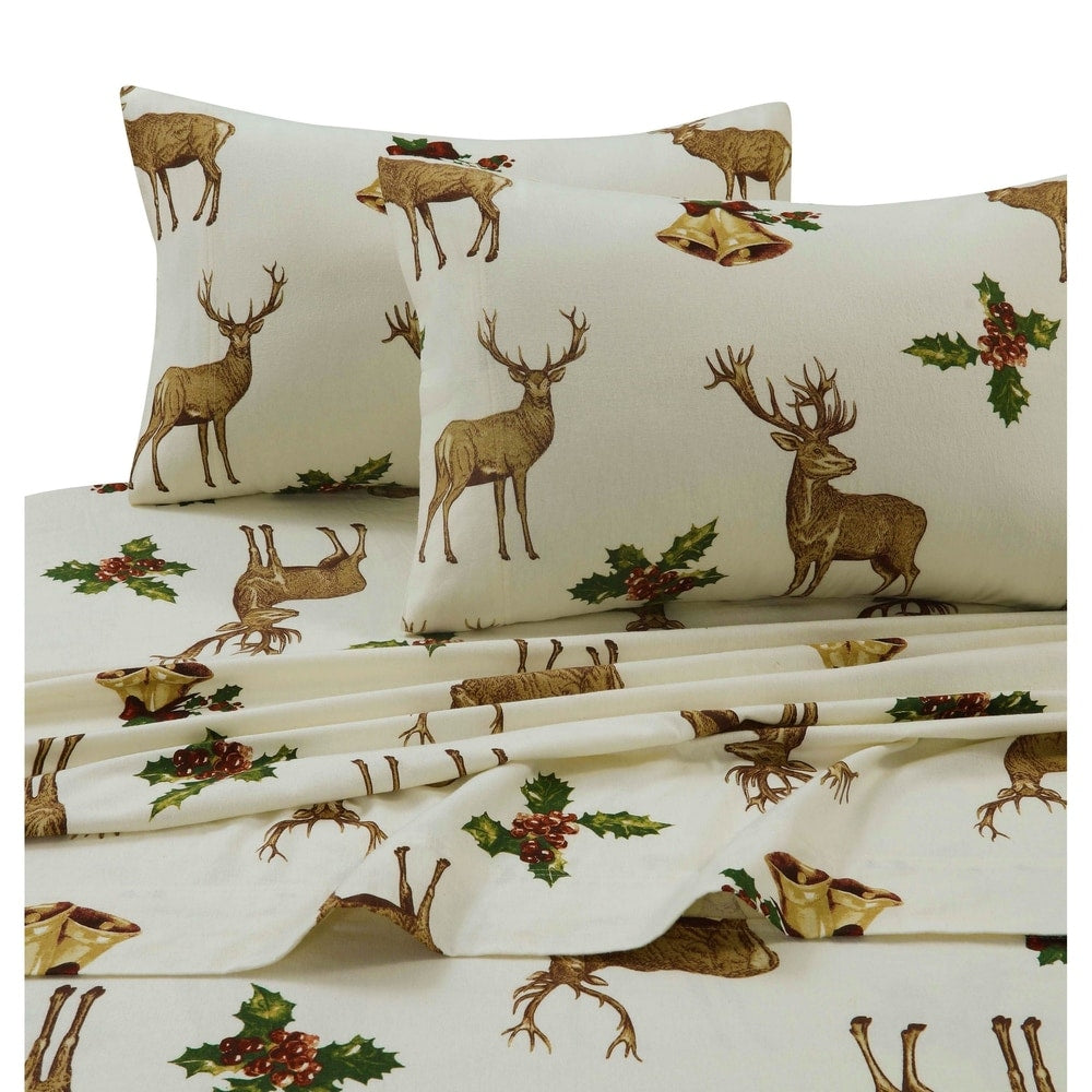 Ensemble de draps à poches extra profondes en flanelle confortable, fantaisie et imprimé vacances