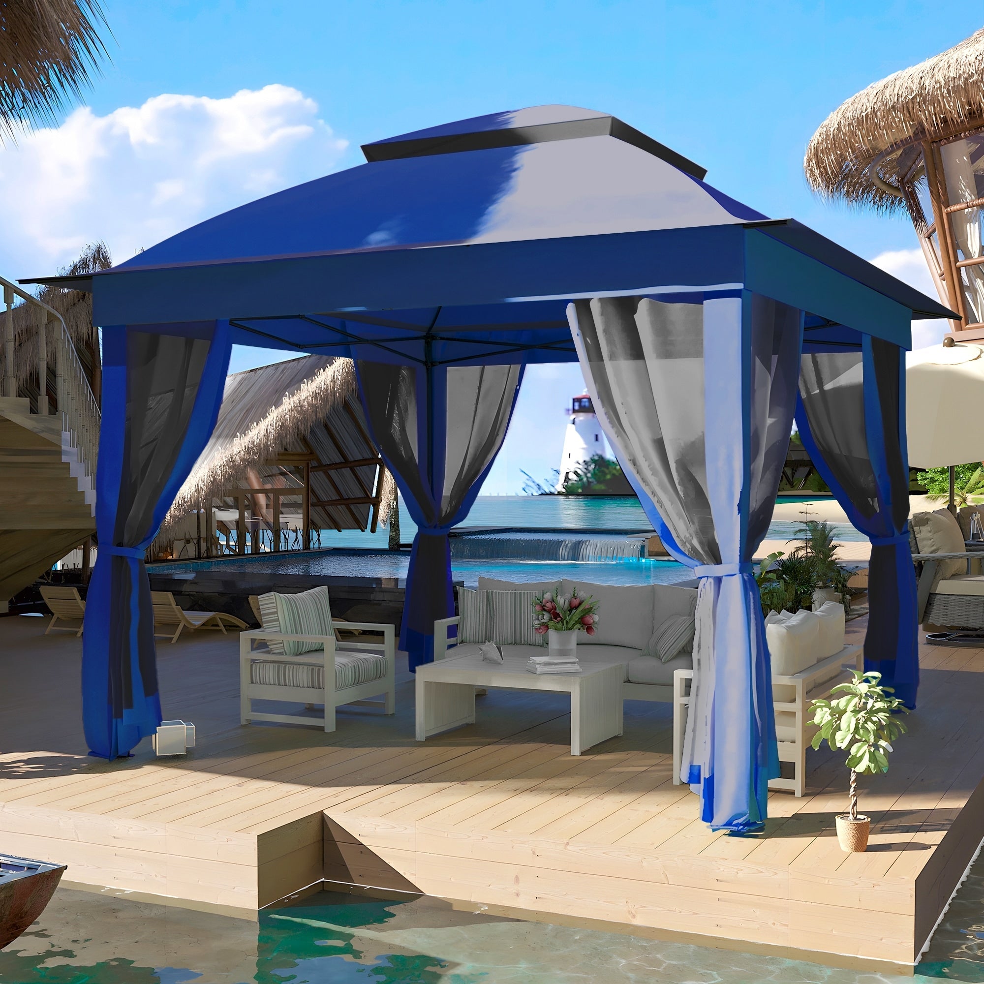 Gazebo escamotable en acier Cozywor de 11 pi x 11 pi avec moustiquaire