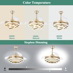 Ventilateur de plafond rétractable Cusp Barn 42 avec lumières et télécommande DIY Forme Fandelier Moderne Silencieux Moteur CC Plafonnier LED