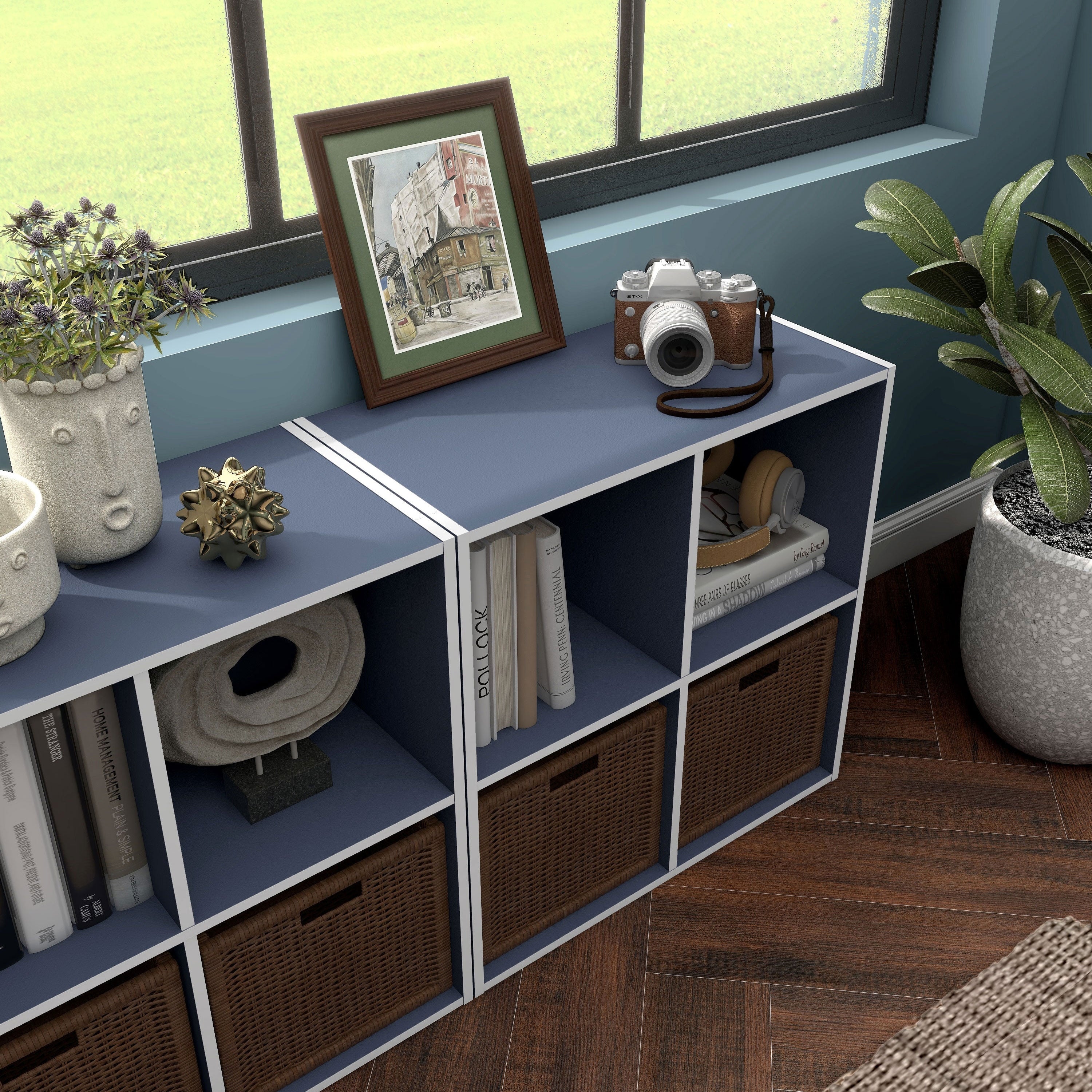 DH BASIC Organisateur de rangement empilable personnalisable en bois moderne - Étagères cubiques, armoire à tiroirs, bibliothèque avec portes par Denhour