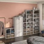 DH BASIC Organisateur de rangement empilable personnalisable en bois moderne - Étagères cubiques, armoire à tiroirs, bibliothèque avec portes par Denhour