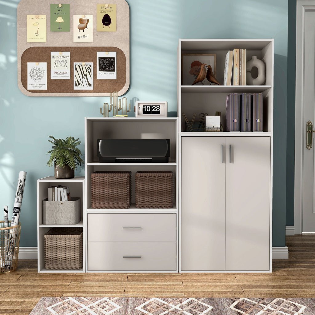 DH BASIC Organisateur de rangement empilable personnalisable en bois moderne - Étagères cubiques, armoire à tiroirs, bibliothèque avec portes par Denhour