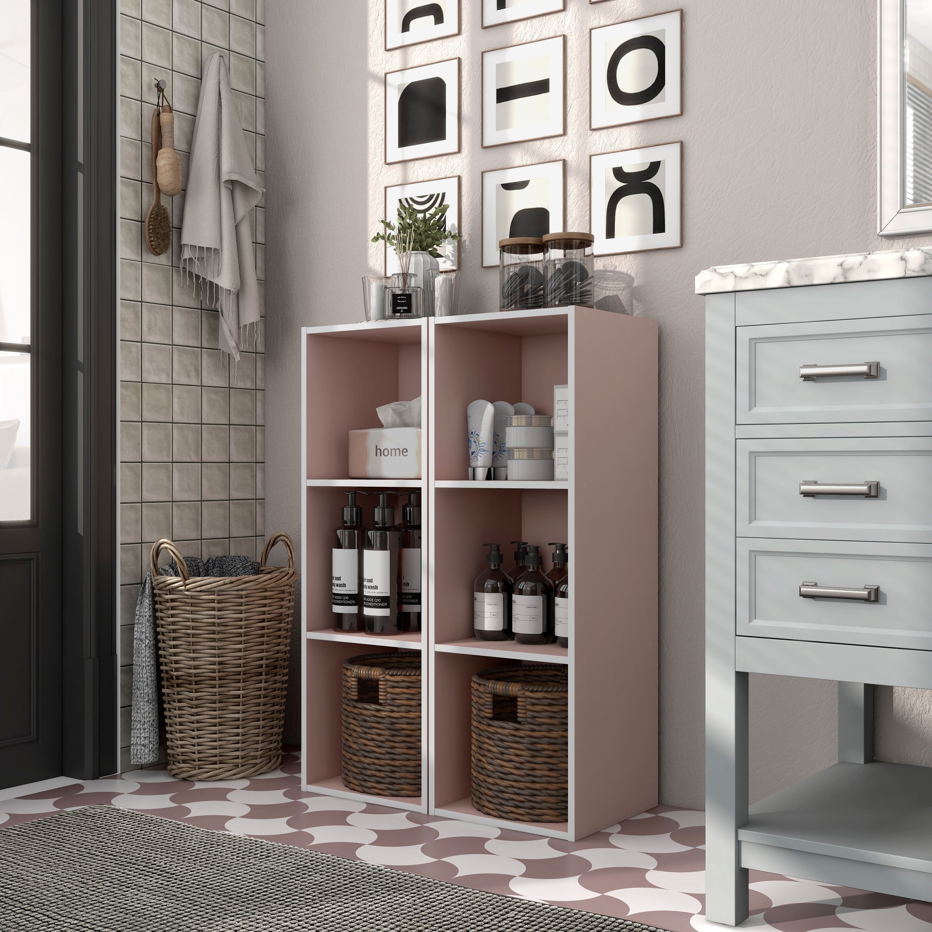 DH BASIC Organisateur de rangement empilable personnalisable en bois moderne - Étagères cubiques, armoire à tiroirs, bibliothèque avec portes par Denhour