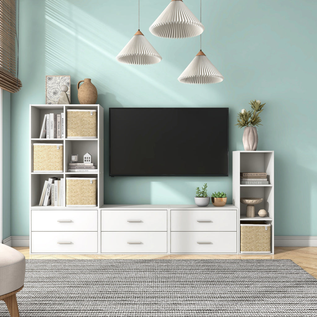 DH BASIC Organisateur de rangement empilable personnalisable en bois moderne - Étagères cubiques, armoire à tiroirs, bibliothèque avec portes par Denhour