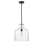 Suspension Daelan en verre transparent alvéolé à une lumière - 12 po