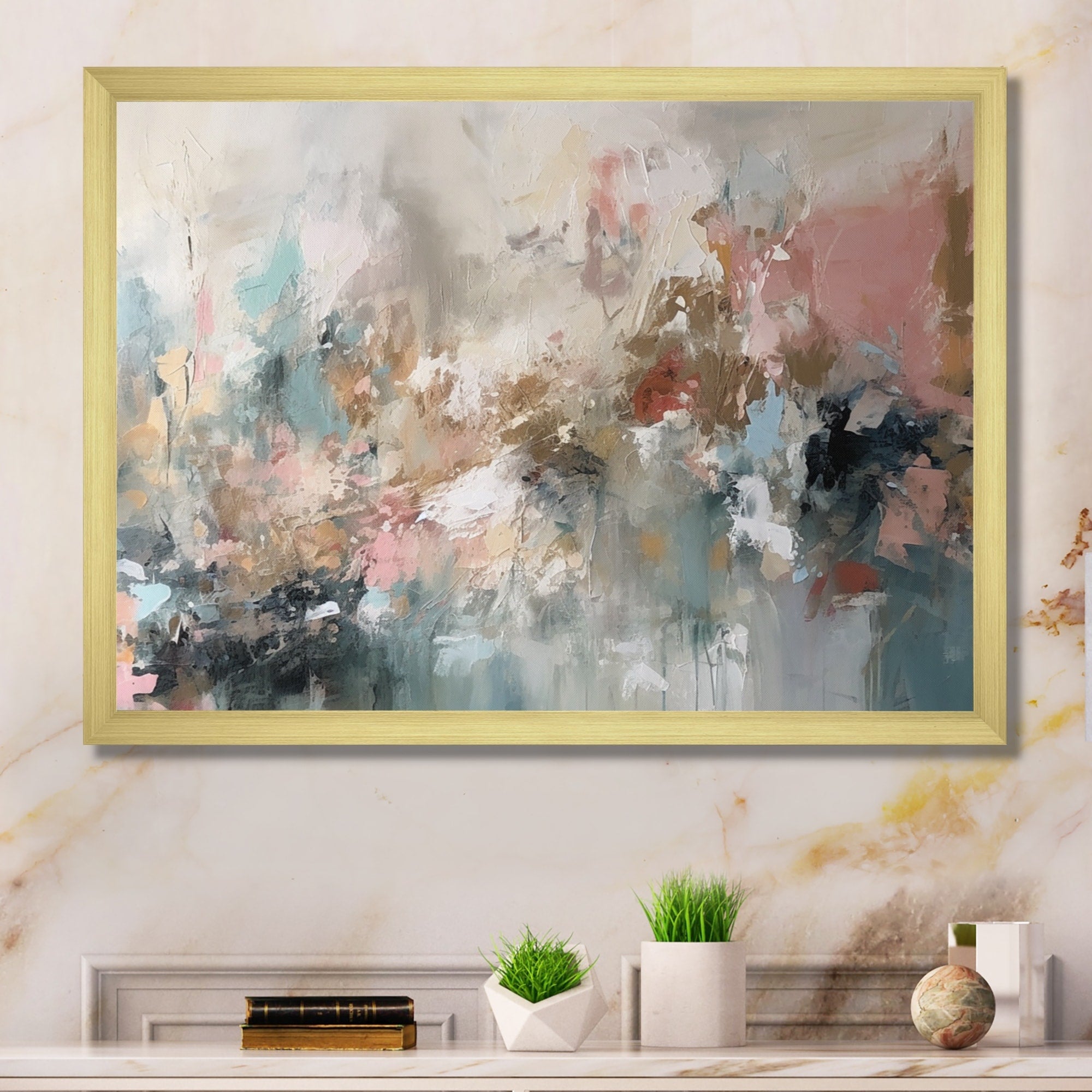 Peinture abstraite Designart Brushstroke I Art mural abstrait encadré pour salon