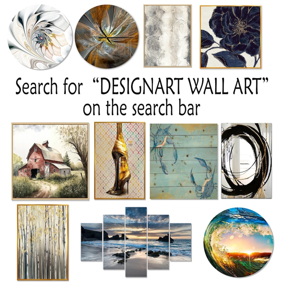 Designart Minimalisme Beige et Gris Vague Horizon I Décoration Murale Encadrée Minimalisme Côtier