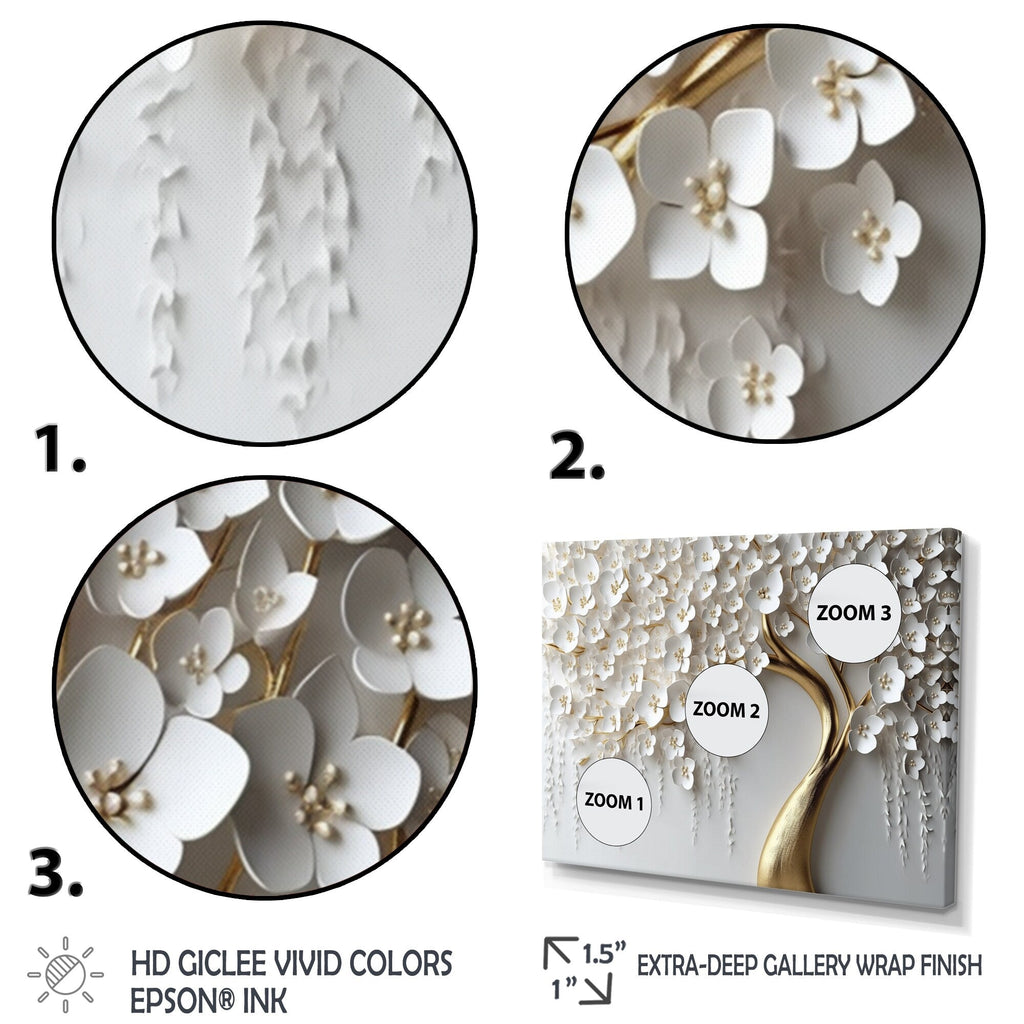 Orchidée blanche Designart, jardin de branches IV, décoration murale encadrée pour salon