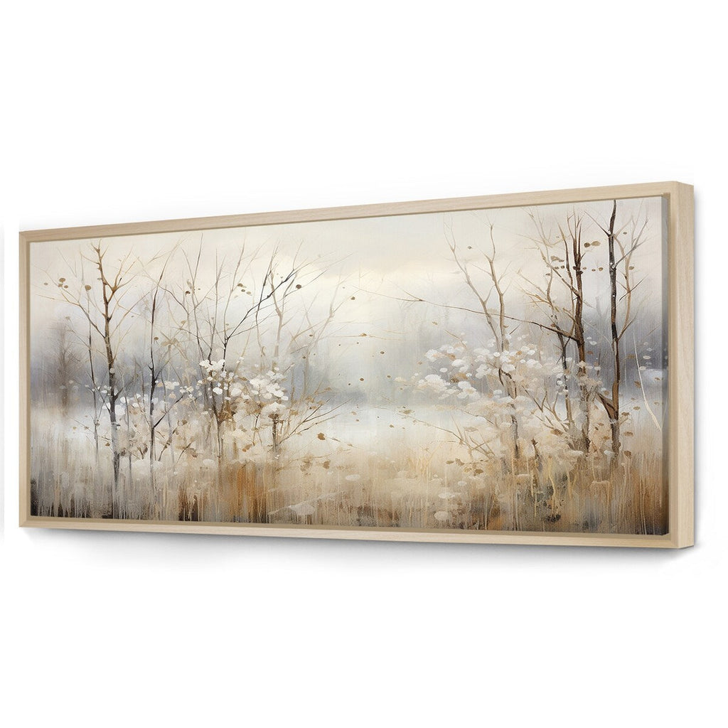 Décoration murale Designart Winter Meadow View Calmness II Meadow Grey - Art mural sur toile encadrée traditionnelle pour chambre à coucher