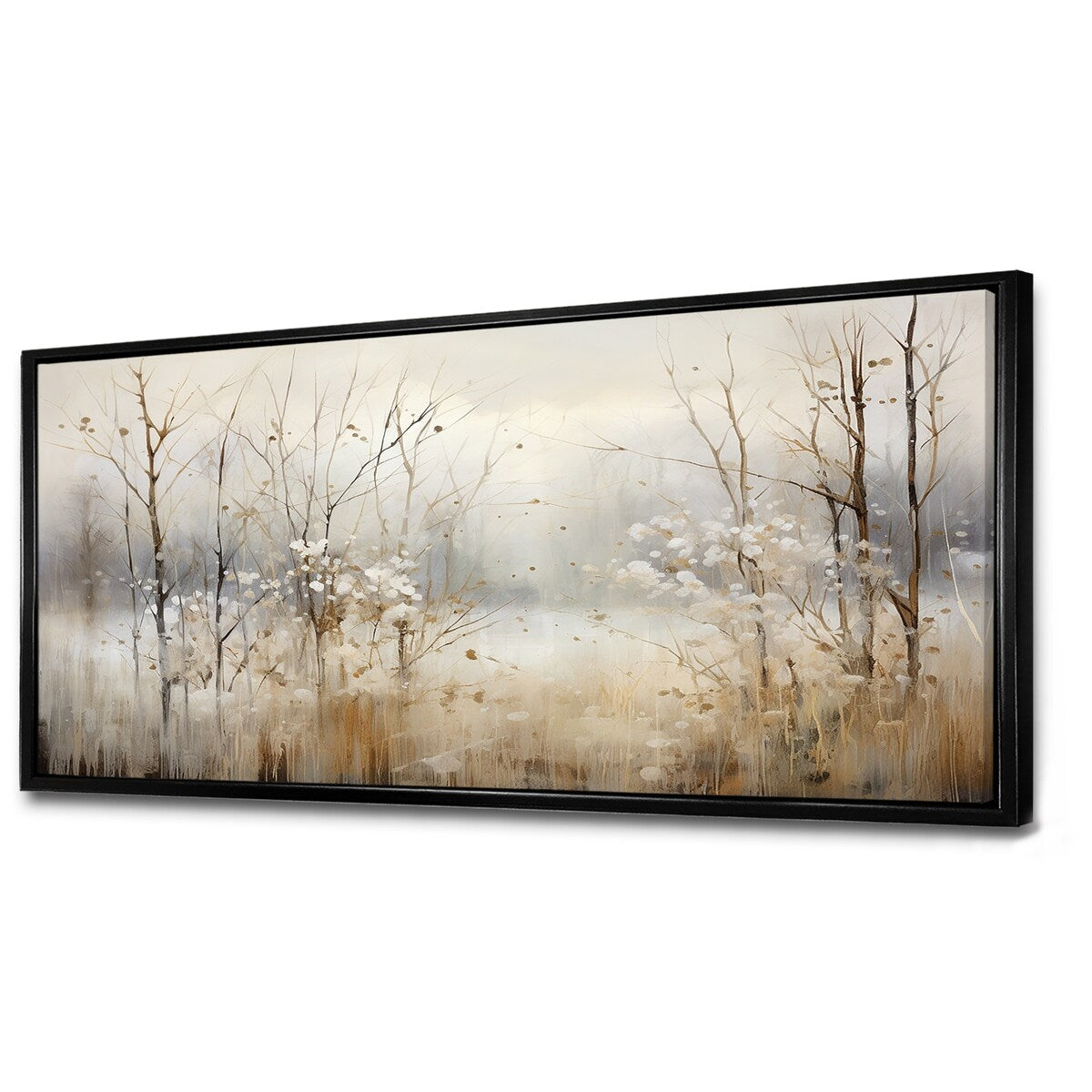 Décoration murale Designart Winter Meadow View Calmness II Meadow Grey - Art mural sur toile encadrée traditionnelle pour chambre à coucher