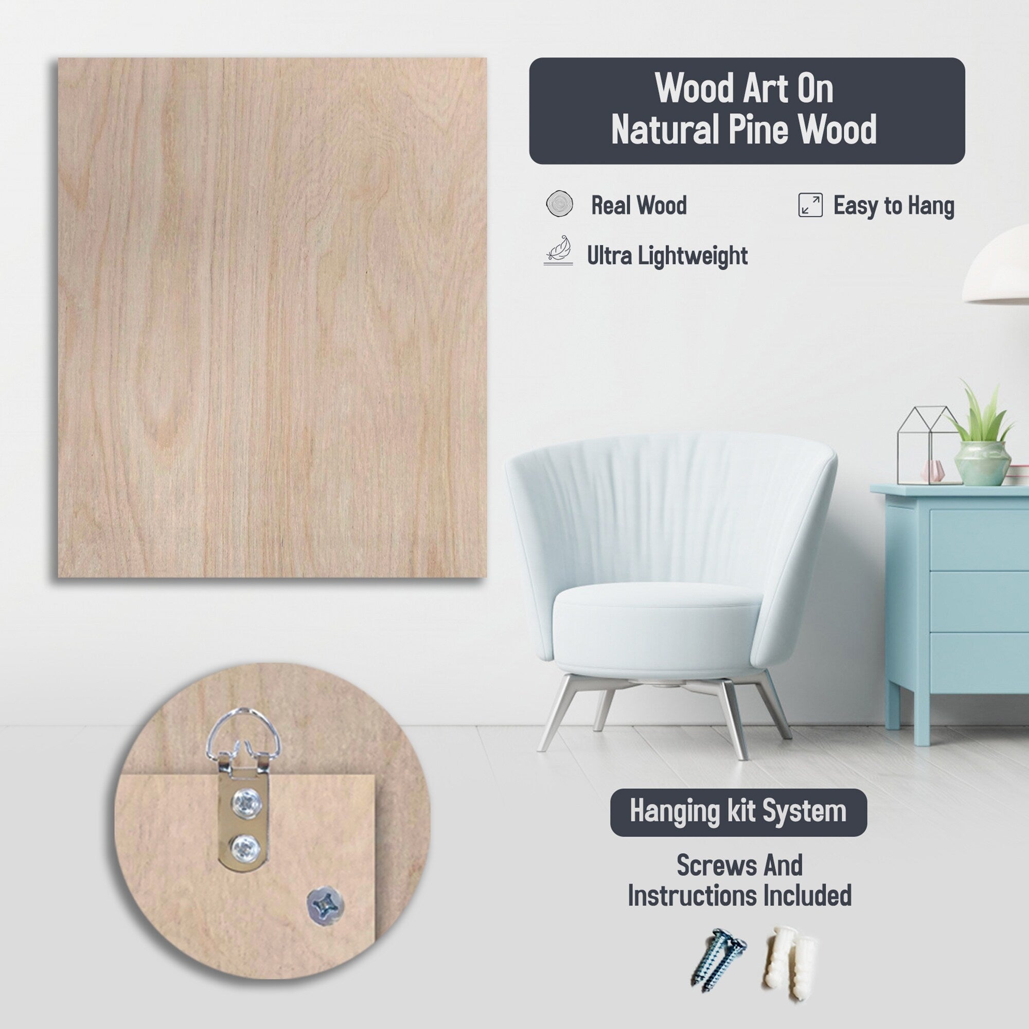 Décoration murale vintage en bois « Hearts » Desire, blanc vieilli, Designart - Bois de pin naturel