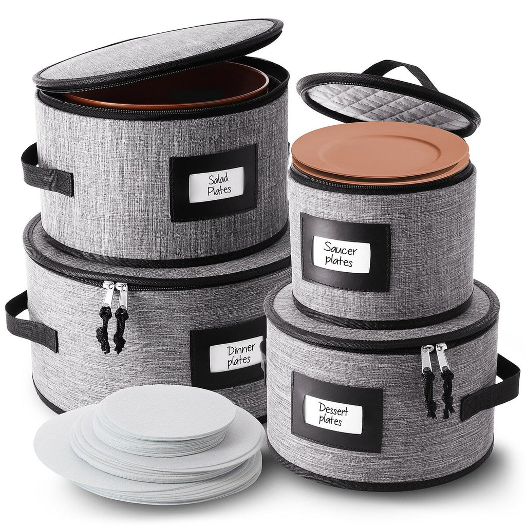 Contenants de rangement pour vaisselle StorageBud - Supports empilables pour assiettes, tasses, couverts, verres à pied et ensembles de plateaux