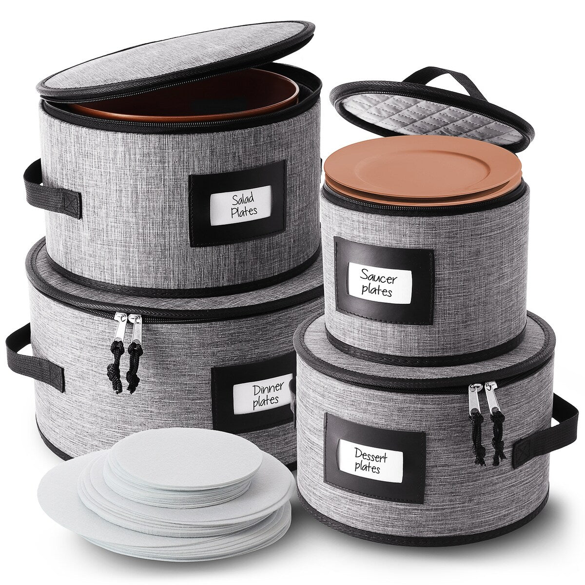 Contenants de rangement pour vaisselle StorageBud - Supports empilables pour assiettes, tasses, couverts, verres à pied et ensembles de plateaux