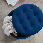Pouf de rangement rond touffeté Donovan