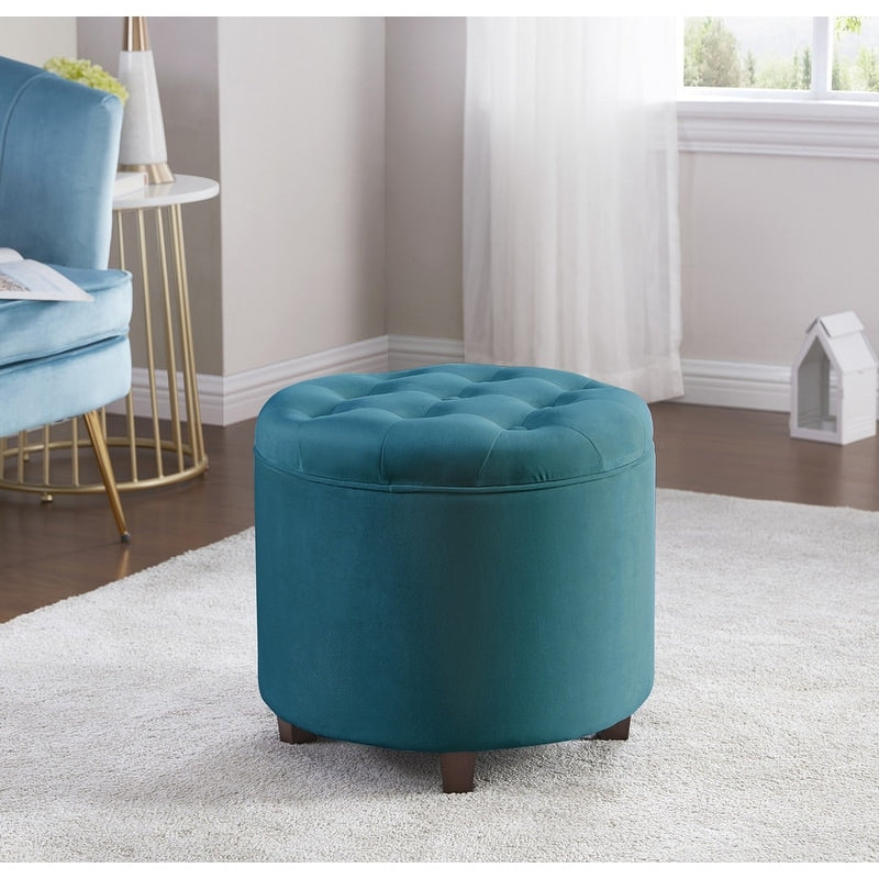 Pouf de rangement rond touffeté Donovan