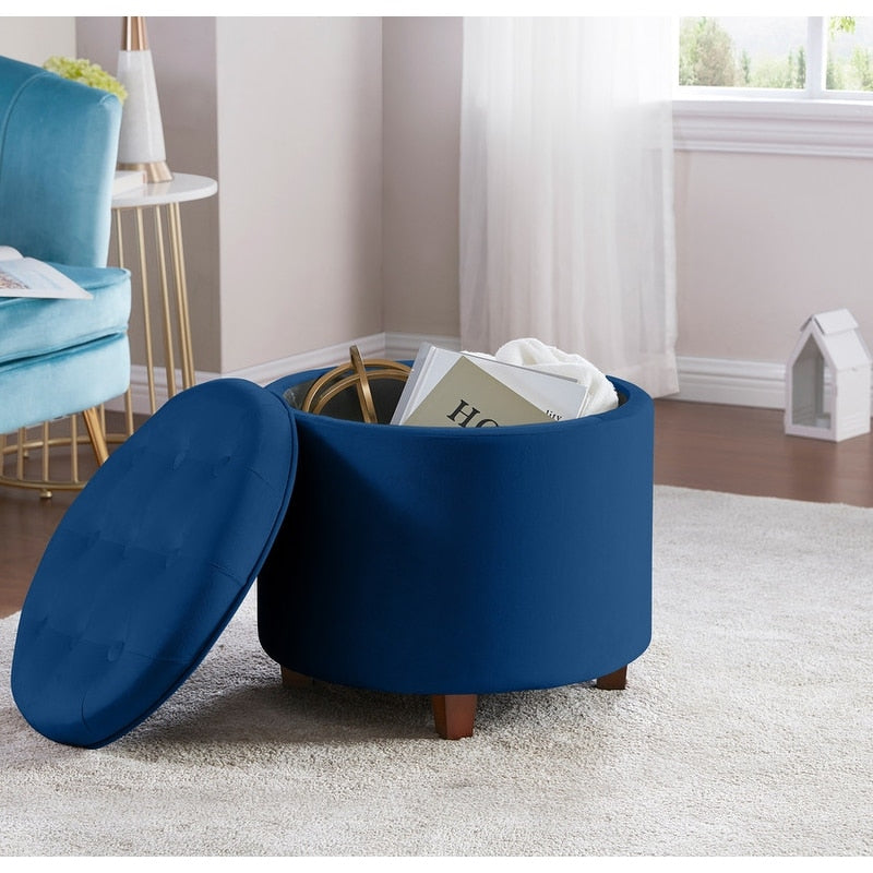 Pouf de rangement rond touffeté Donovan