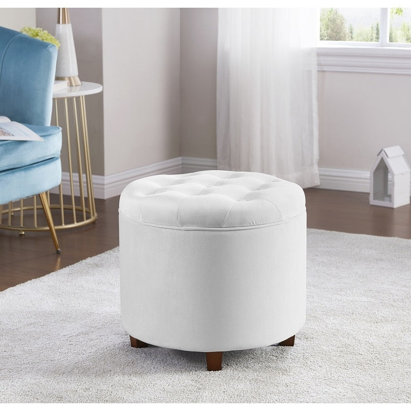 Pouf de rangement rond touffeté Donovan