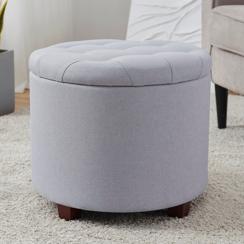 Pouf de rangement rond touffeté Donovan