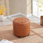 Pouf de rangement rond touffeté Donovan