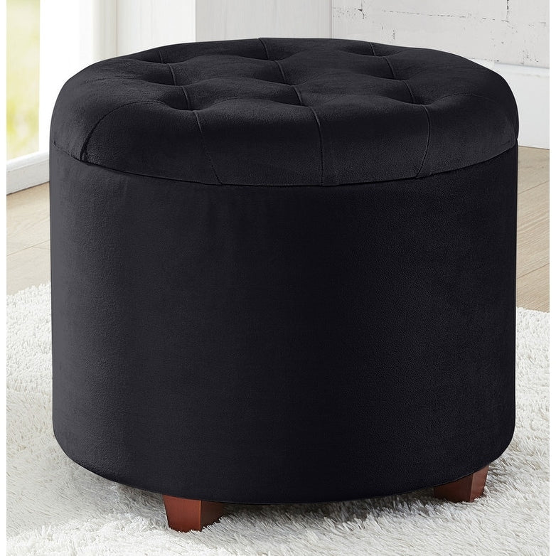Pouf de rangement rond touffeté Donovan