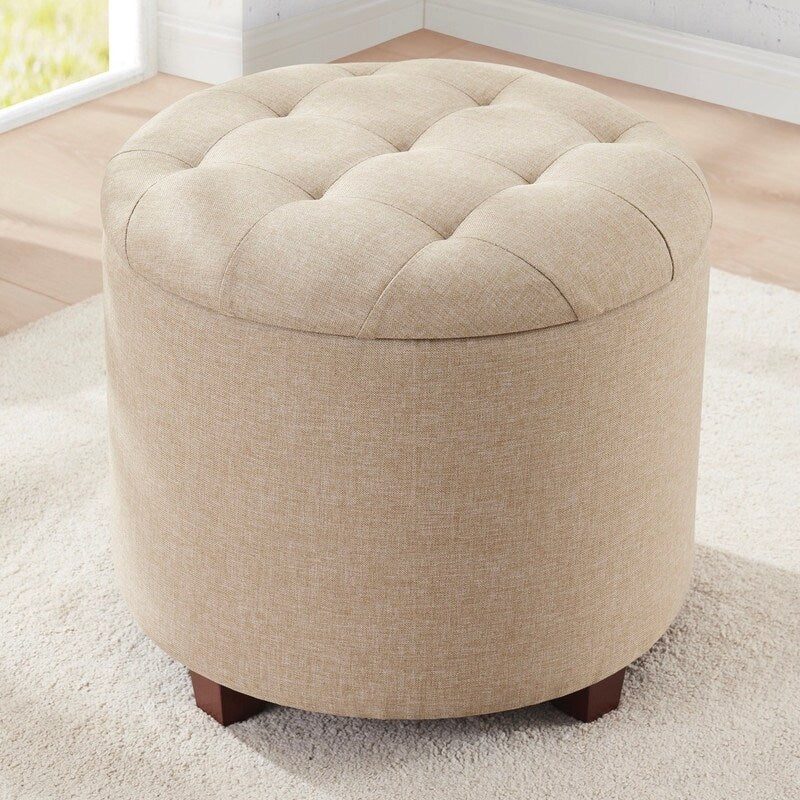 Pouf de rangement rond touffeté Donovan