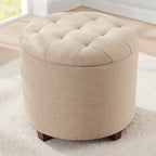 Pouf de rangement rond touffeté Donovan