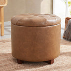 Pouf de rangement rond touffeté Donovan