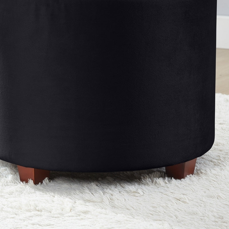 Pouf de rangement rond touffeté Donovan