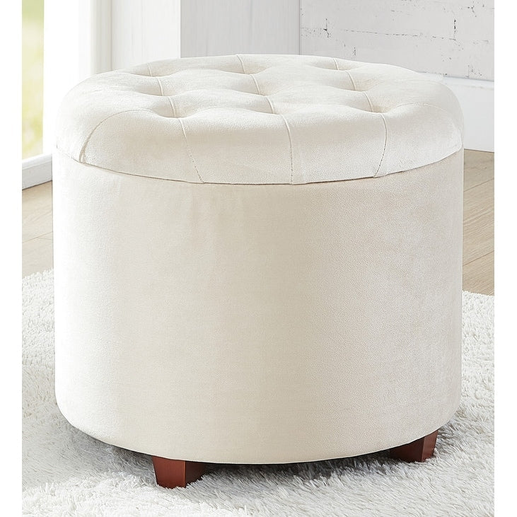 Pouf de rangement rond touffeté Donovan