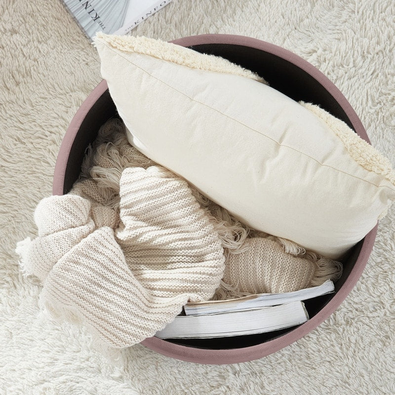 Pouf de rangement rond touffeté Donovan