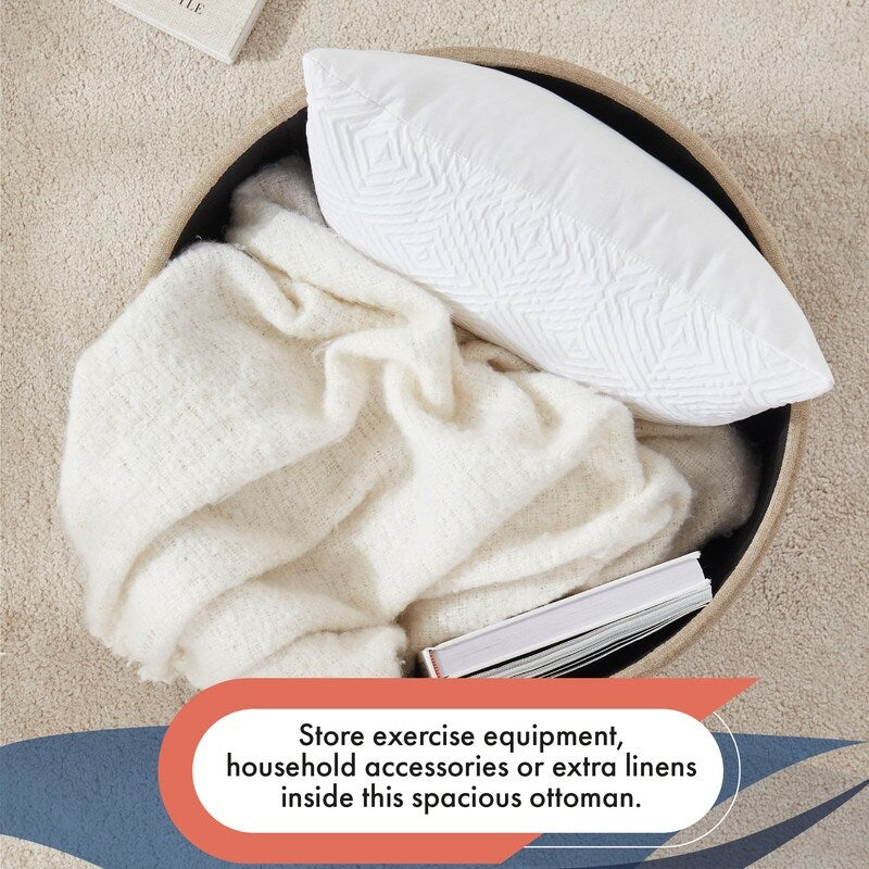 Pouf de rangement rond touffeté Donovan