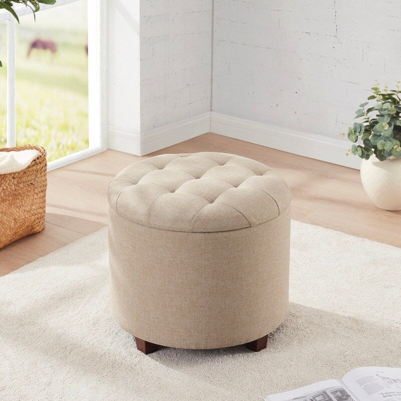 Pouf de rangement rond touffeté Donovan
