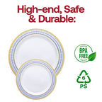 Assiettes jetables en plastique à bordure dorée élégante - Articles de fête