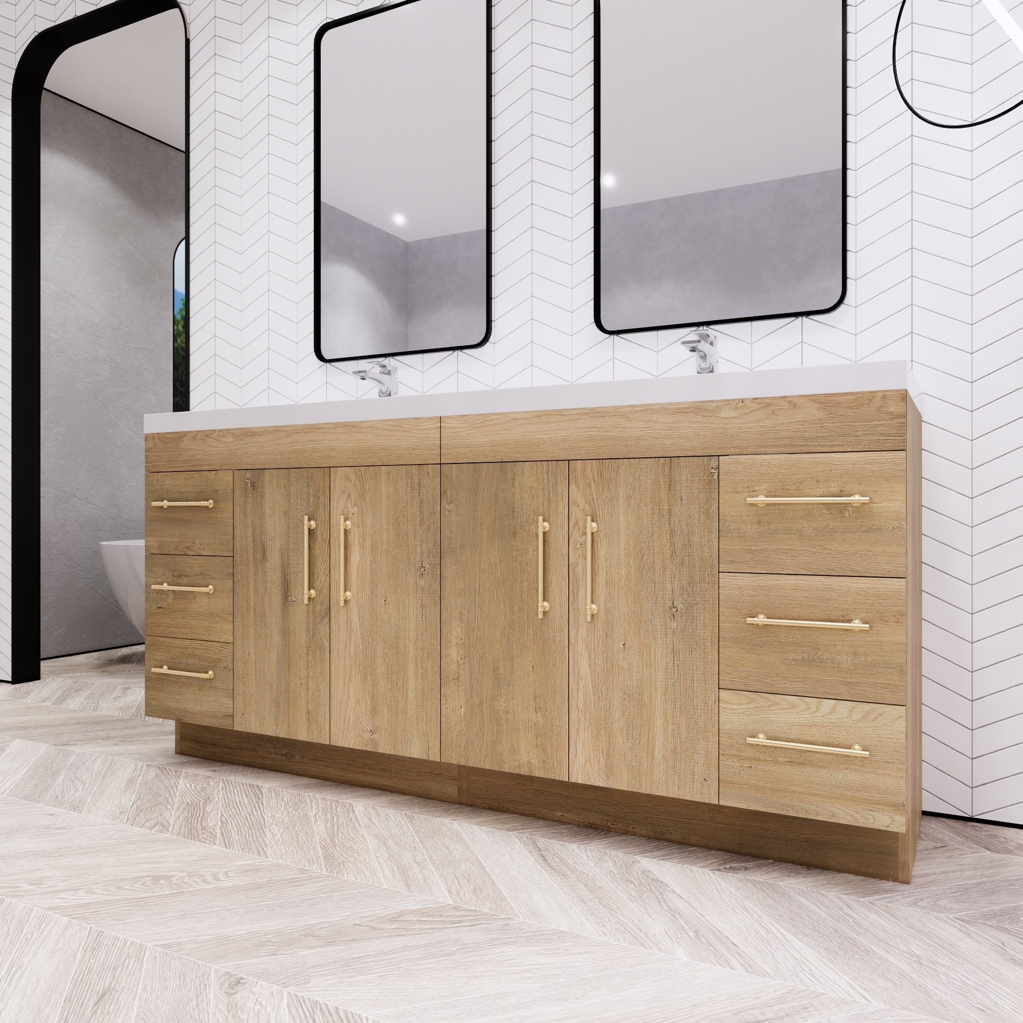 Meuble-lavabo autoportant Eliza de 72 po avec double vasque