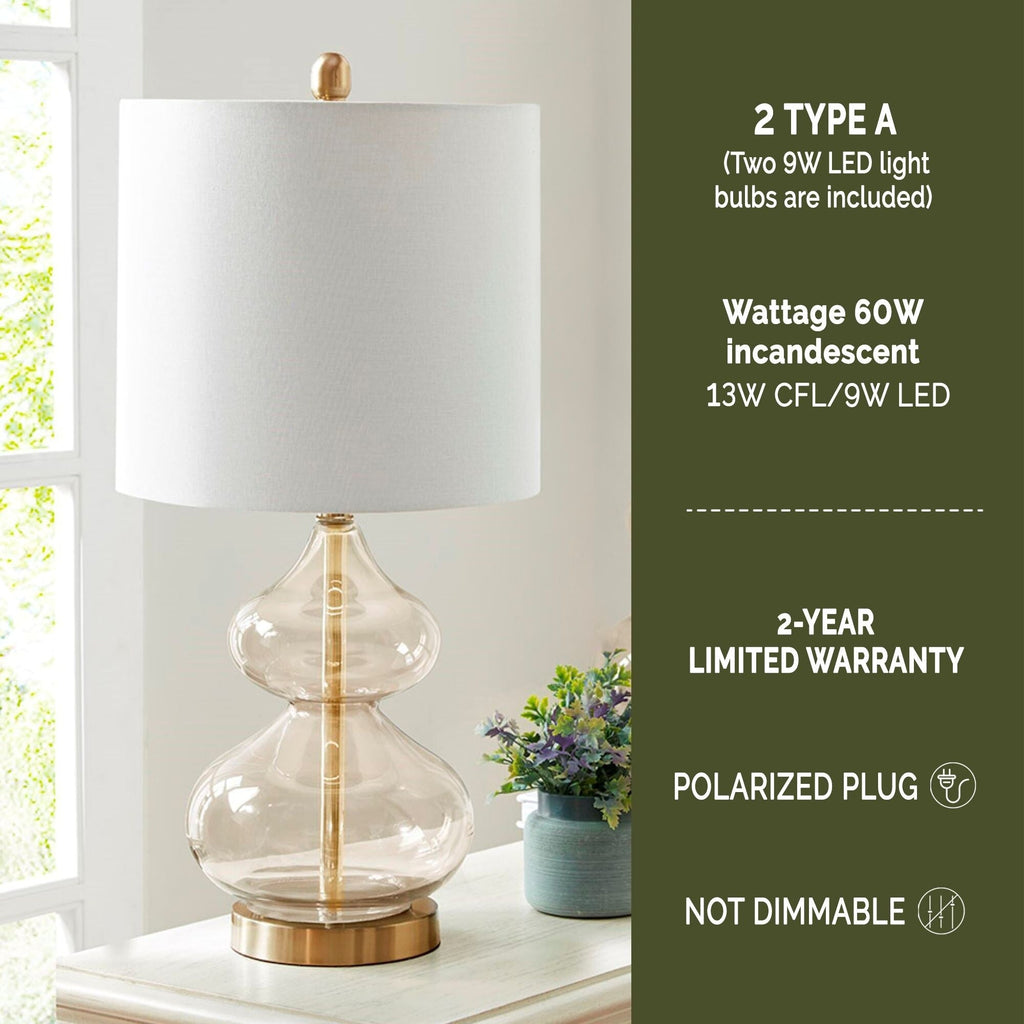 Lampe de table en verre courbé Ellipse, lot de 2