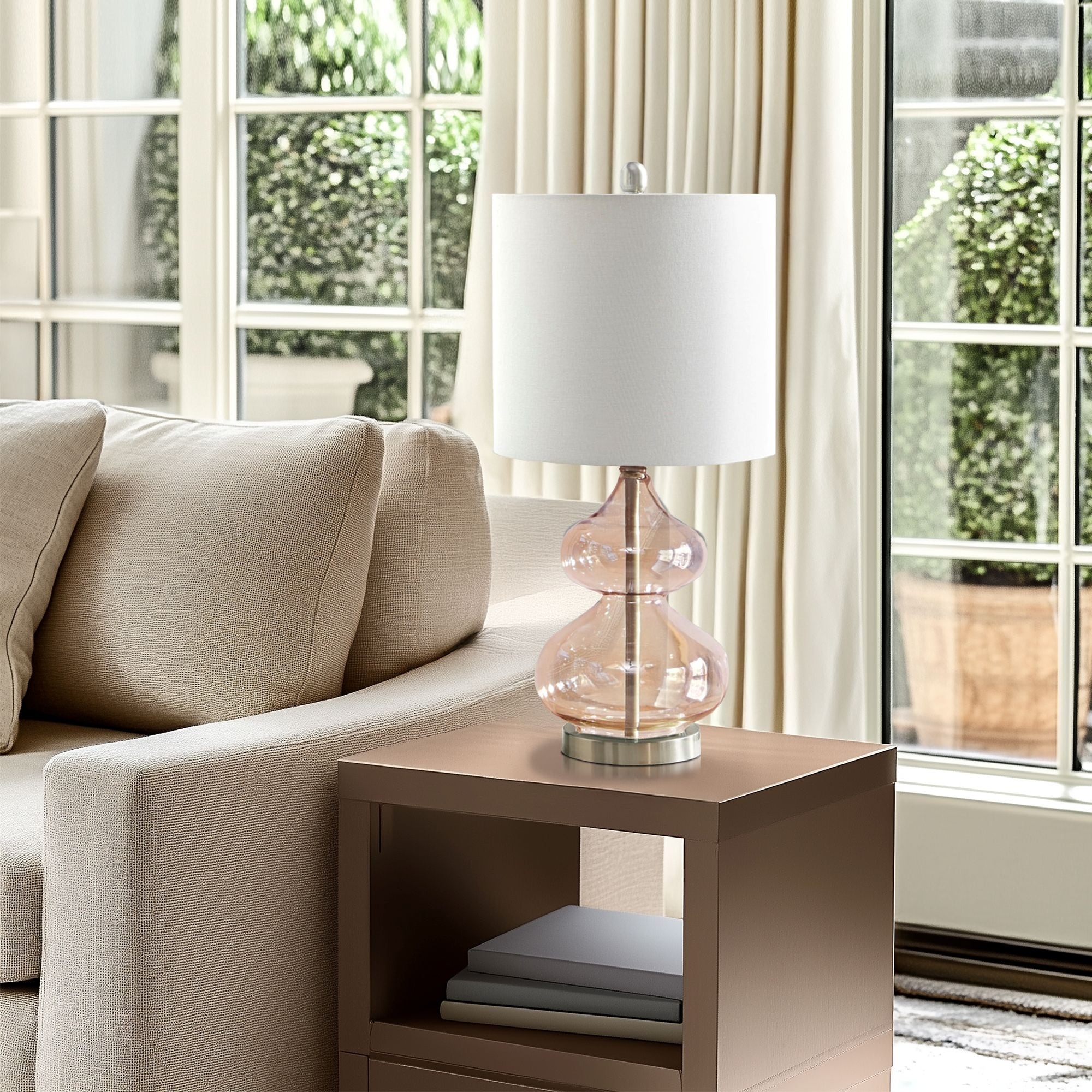 Lampe de table en verre courbé Ellipse, lot de 2