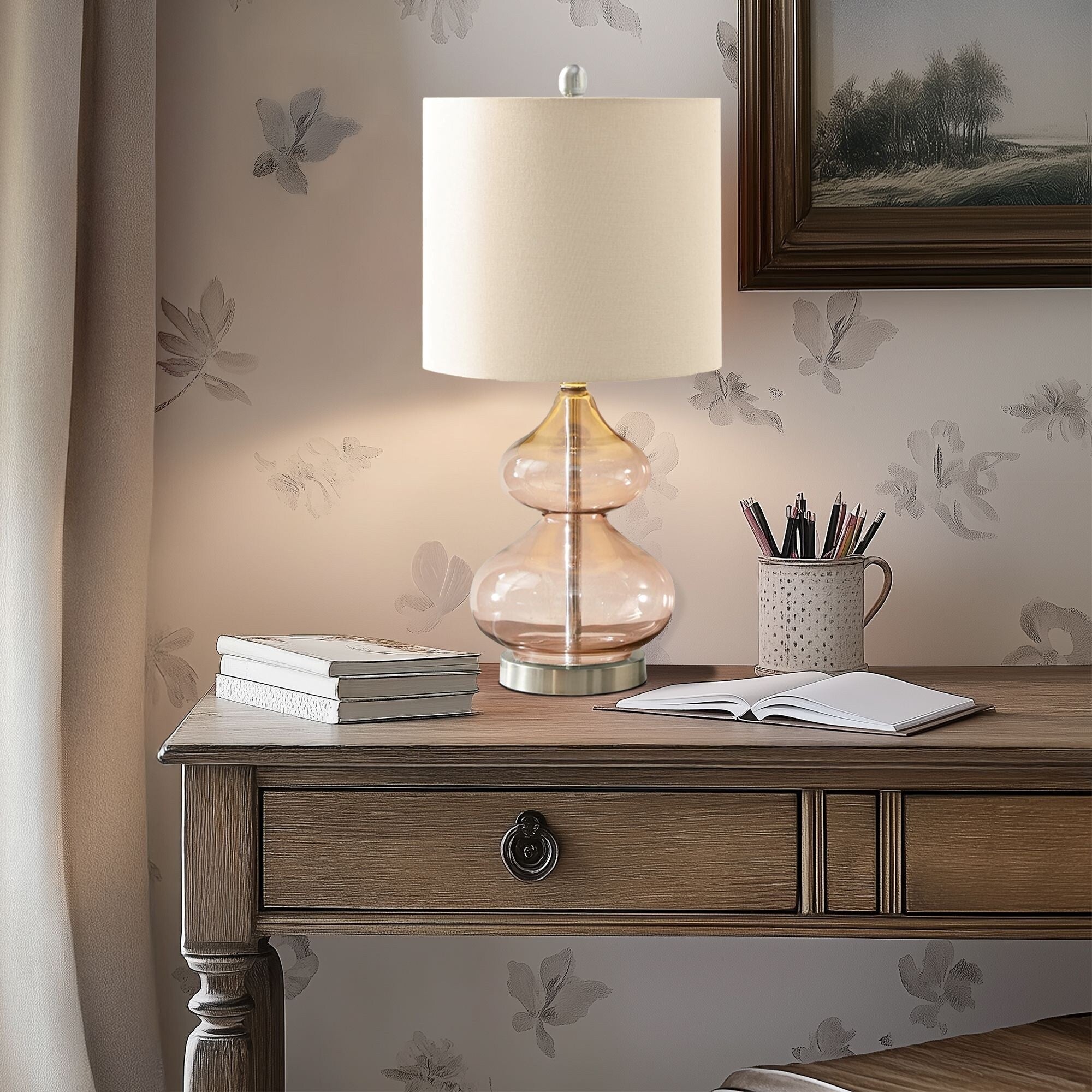 Lampe de table en verre courbé Ellipse, lot de 2