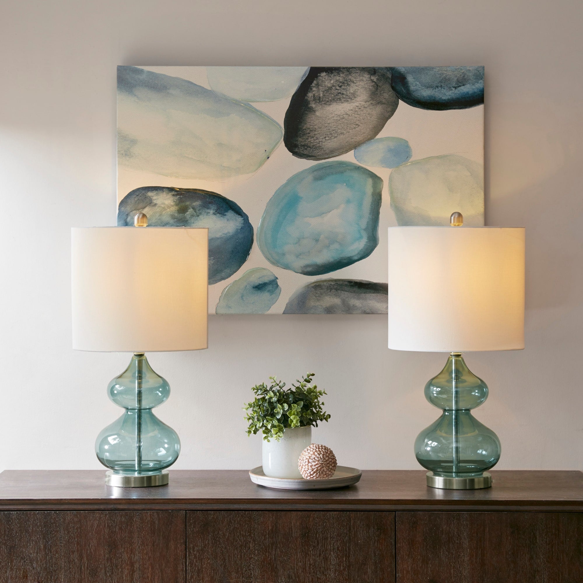 Lampe de table en verre courbé Ellipse, lot de 2