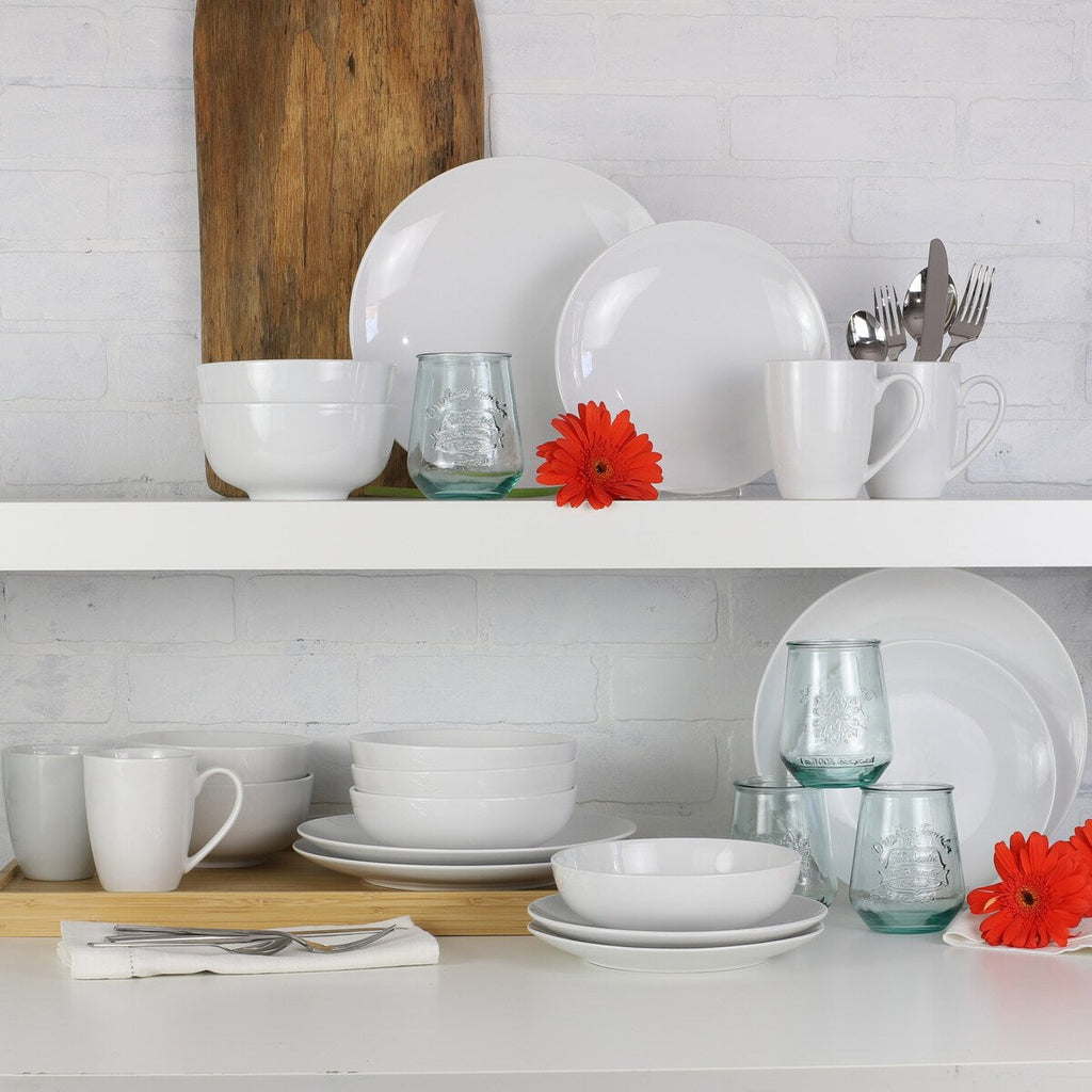 Service de table en porcelaine blanche essentielle Euro Ceramica 16 pièces/32 pièces