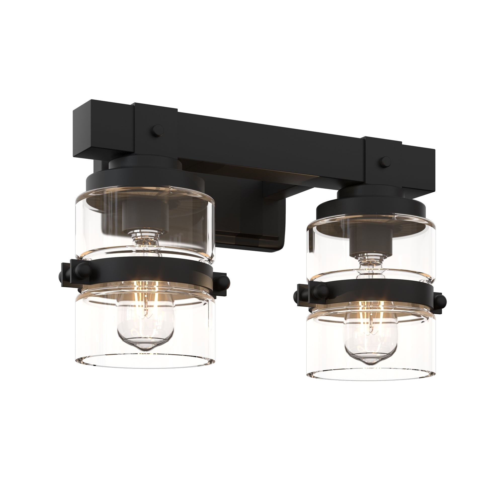 Applique murale de salle de bain ExBrite Farmhouse à 3 lumières, en fer noir à intensité variable