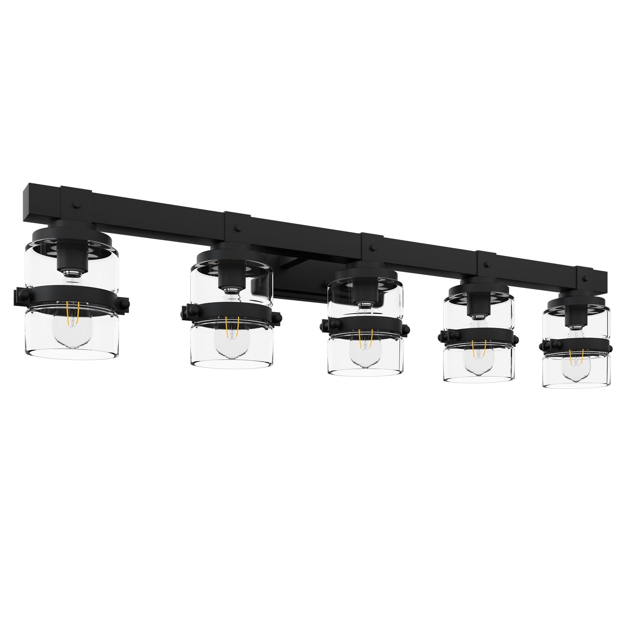 Applique murale de salle de bain ExBrite Farmhouse à 3 lumières, en fer noir à intensité variable