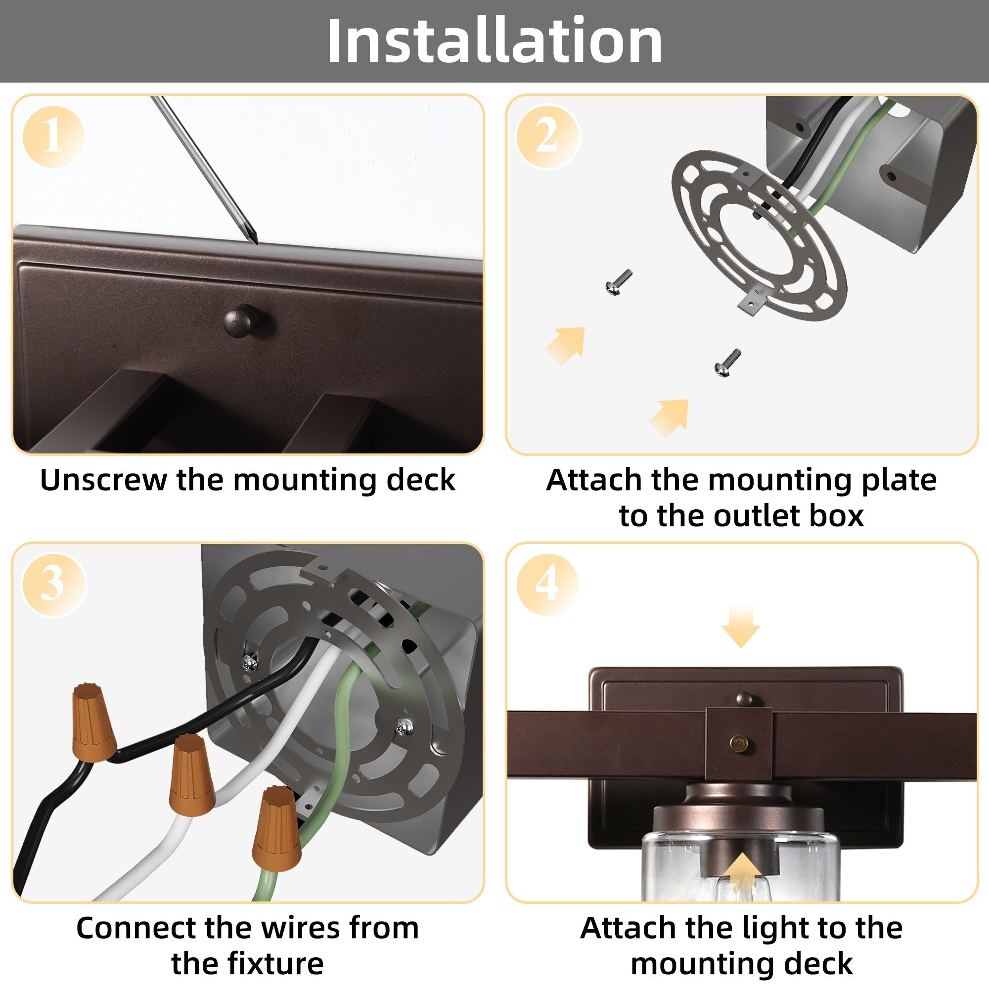 Applique murale de salle de bain ExBrite Farmhouse à 3 lumières, en fer noir à intensité variable