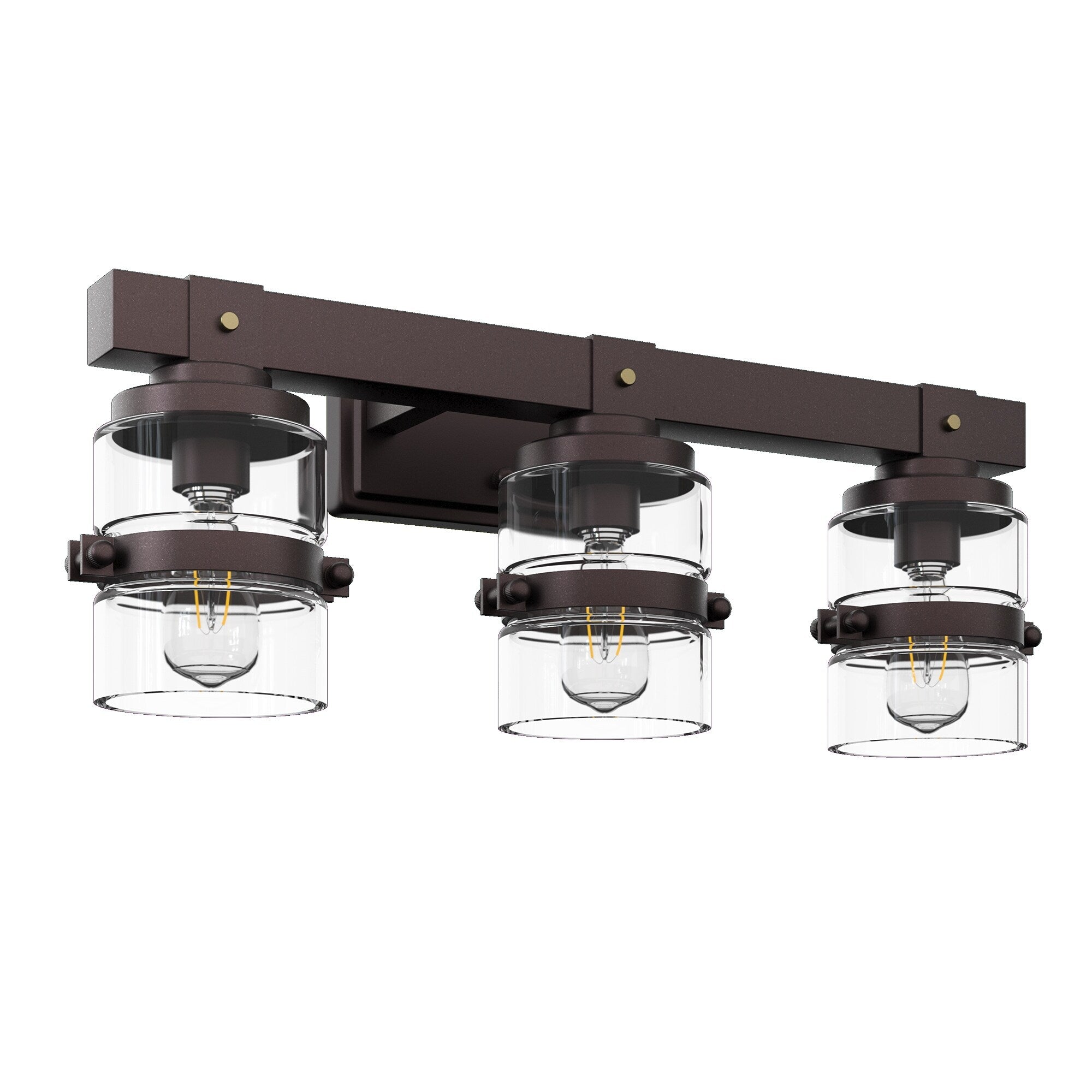 Applique murale de salle de bain ExBrite Farmhouse à 3 lumières, en fer noir à intensité variable