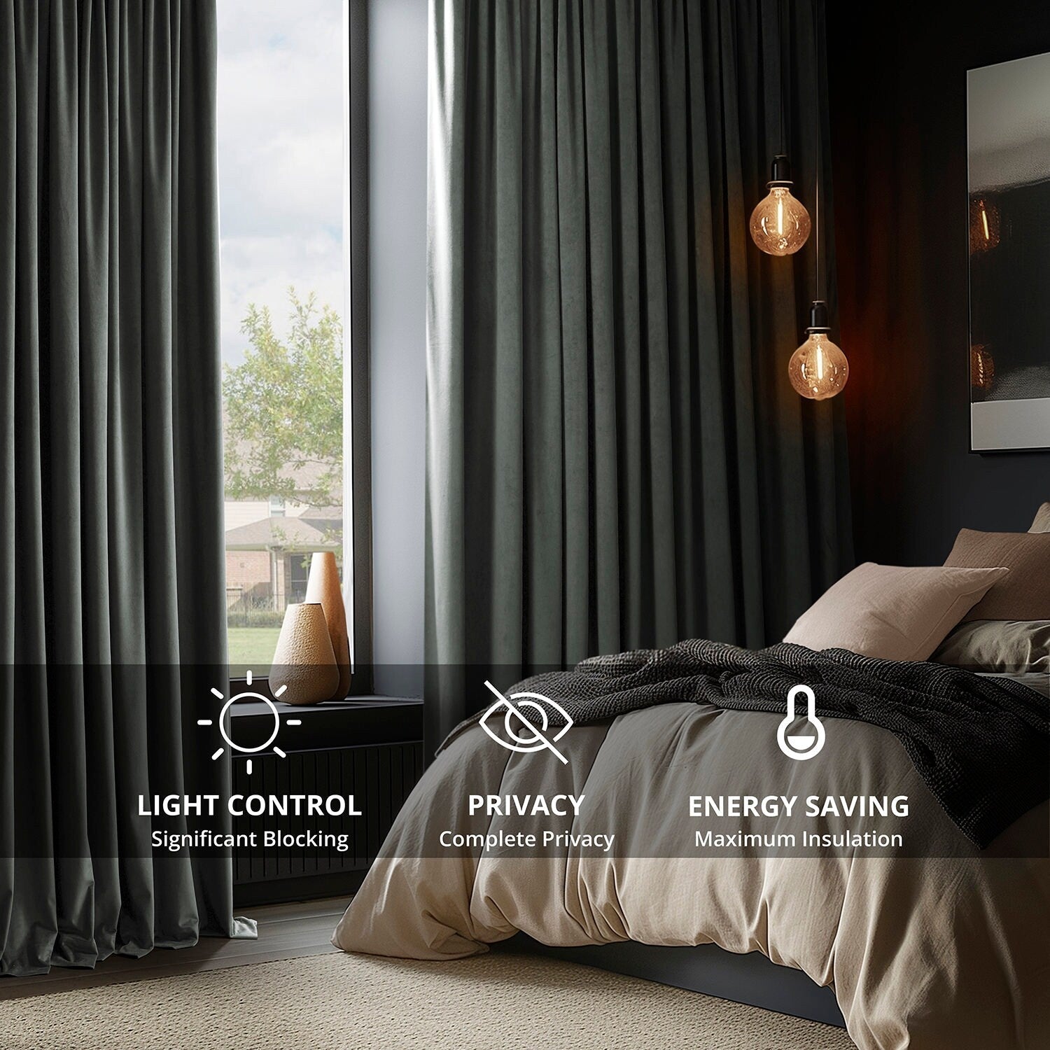 Rideaux occultants extra larges en velours Signature Exclusive Fabrics (1 panneau) - Rideaux occultants luxueux