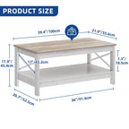 Table basse de style ferme avec rangement, table centrale à 2 niveaux pour le salon