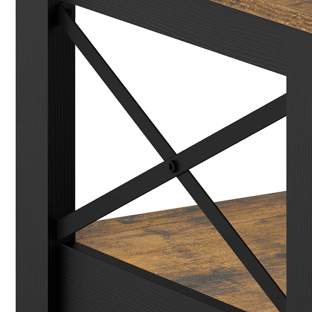 Table basse de style ferme avec rangement, table centrale à 2 niveaux pour le salon